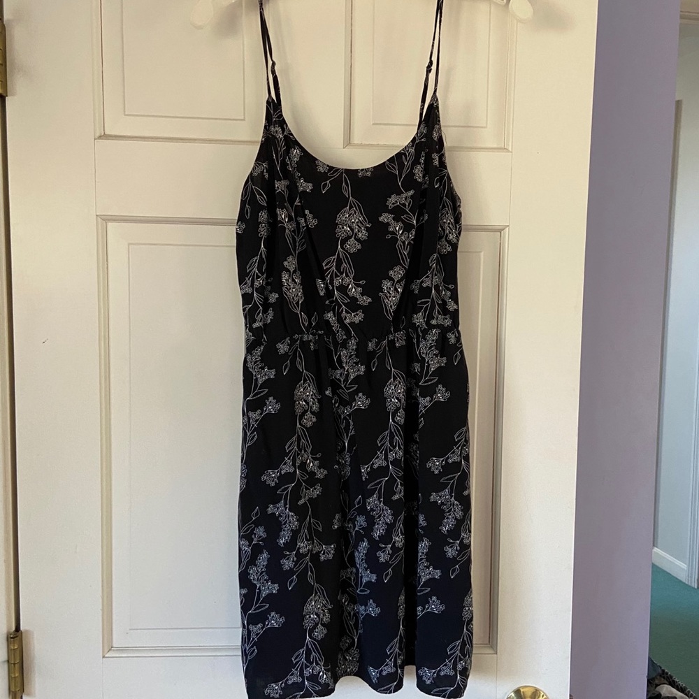 Floral print black spaghetti strap dress